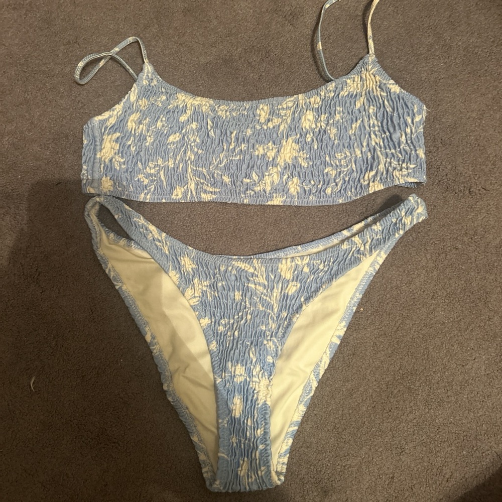 Triangl Swimwear Light Blue and Cream Bikini